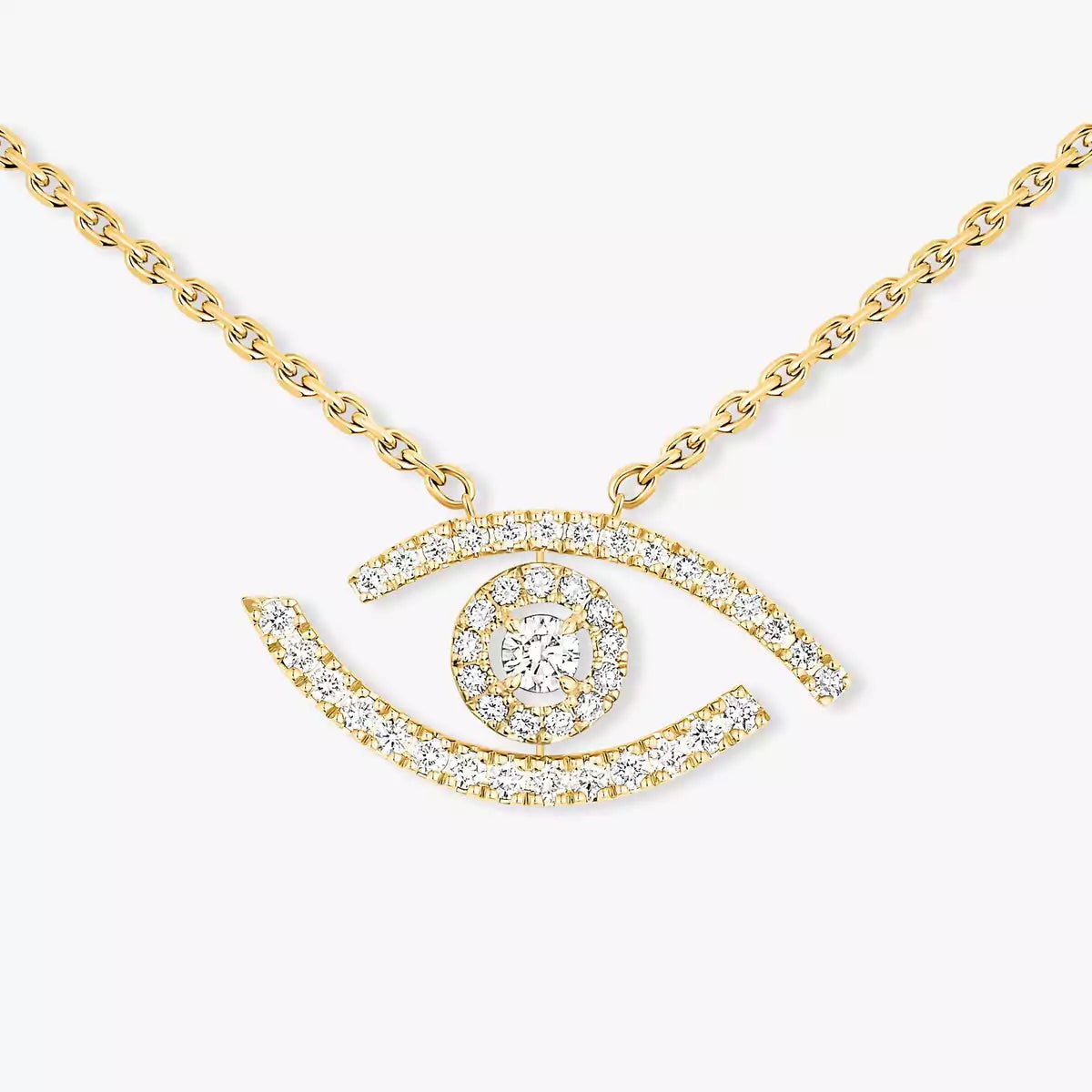 [Solara jewelry]Pave_ Diamond Necklace Lucky Eye