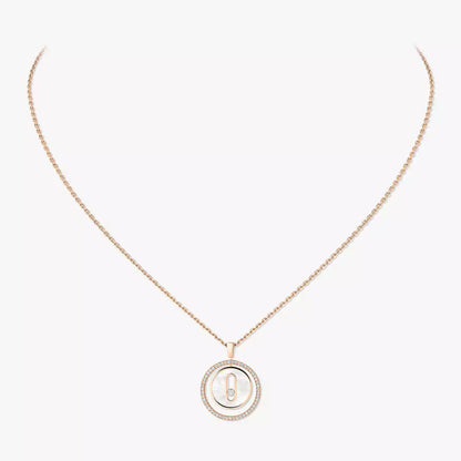 [Solara jewelry]Lucky Move Diamond Necklace in Rose Gold and White Mother-of-Pearl