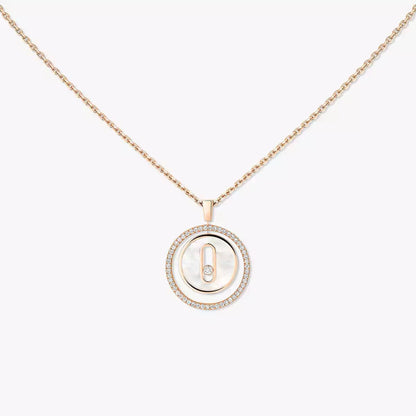 [Solara jewelry]Lucky Move Diamond Necklace in Rose Gold and White Mother-of-Pearl