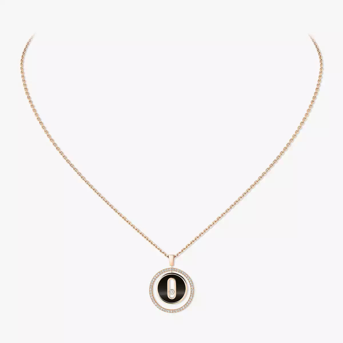 [Solara jewelry]Lucky Move Diamond Necklace in Rose Gold and White Mother-of-Pearl