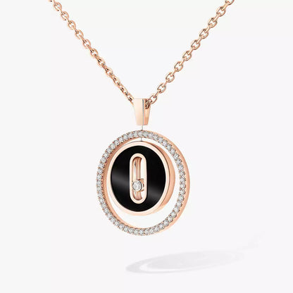 [Solara jewelry]Lucky Move Diamond Necklace in Rose Gold and White Mother-of-Pearl