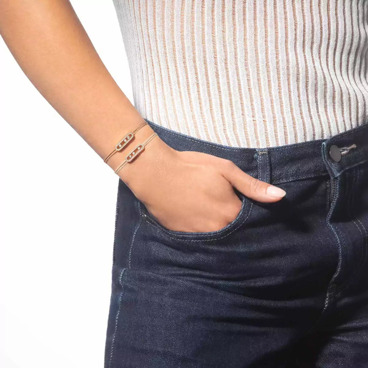 [Solara jewelry]Messika Care(s) pink cord pavé bracelet