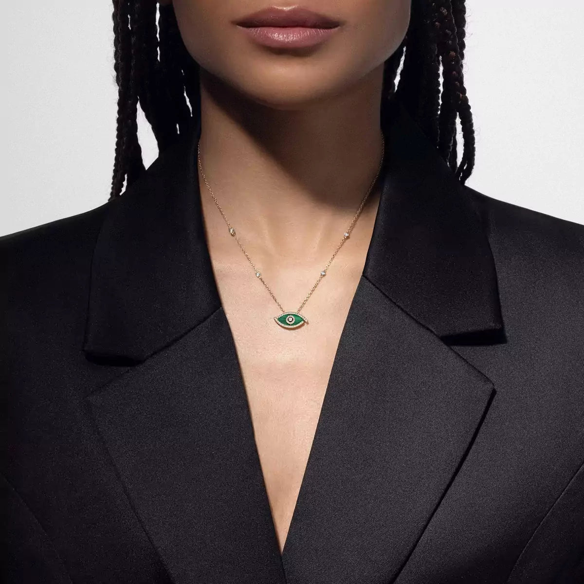[Solara jewelry]Lucky Eye Diamond Necklace in Rose Gold and Turquoise