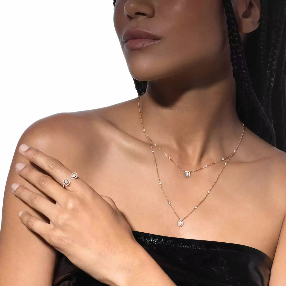 [Solara jewelry]Diamond Necklace My Twin 2 Rows