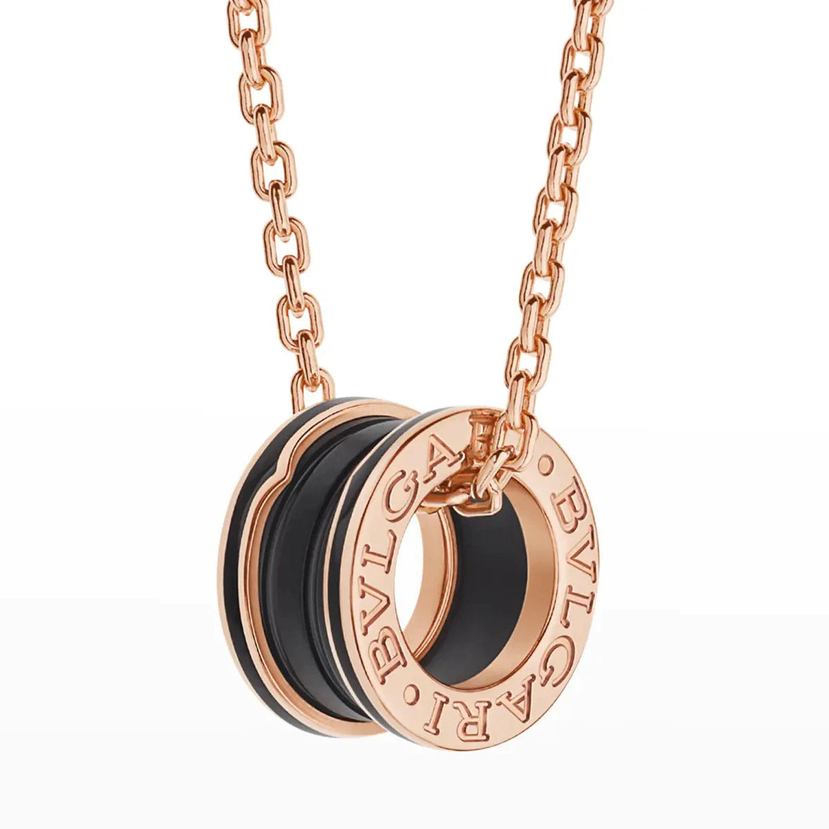 [Solara Jewelry]ZERO 1 BLACK CERAMIC PINK GOLD NECKLACE