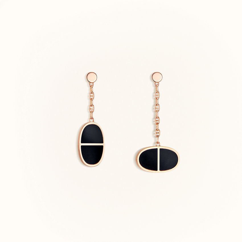 [Solara Jewelry]CHAINE VERSO BLACK CERAMIC EARRINGS
