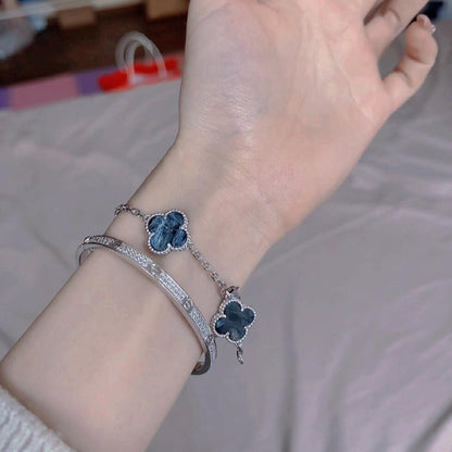 [Solara Jewelry]CLOVER 5 MOTIF PIETERSITE SILVER BRACELET