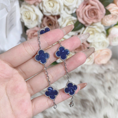 [Solara Jewelry]CLOVER 5 MOTIF PIETERSITE SILVER BRACELET