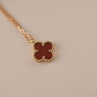 [Solara Jewelry]CLOVER MINI 9.5MM WHITE CARNELIANS NECKLACE