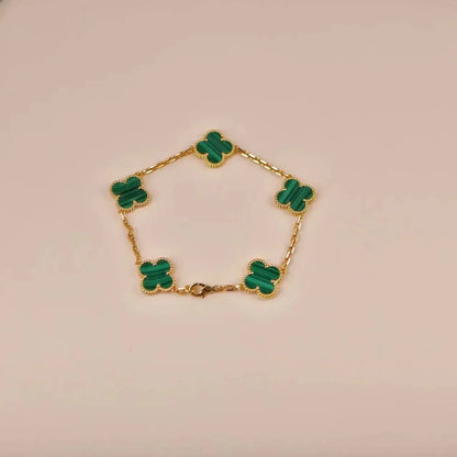 [Solara Jewelry]CLOVER 5 MOTIFS MALACHITE BRACELET