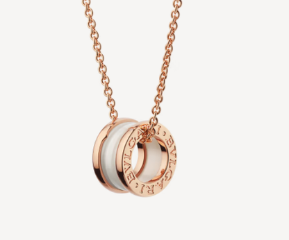 [Solara Jewelry]ZERO 1 WHITE CERAMIC PINK GOLD NECKLACE