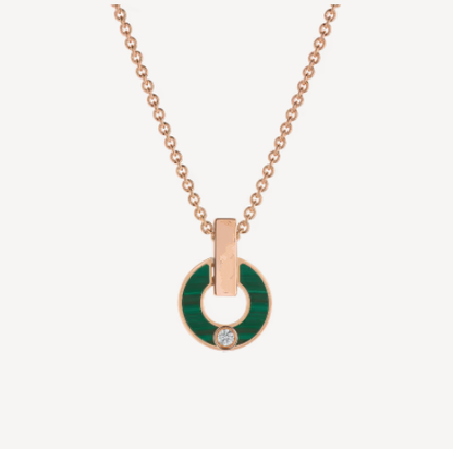 [Solara Jewelry]GARI NECKLACE PINK GOLD MALACHITE