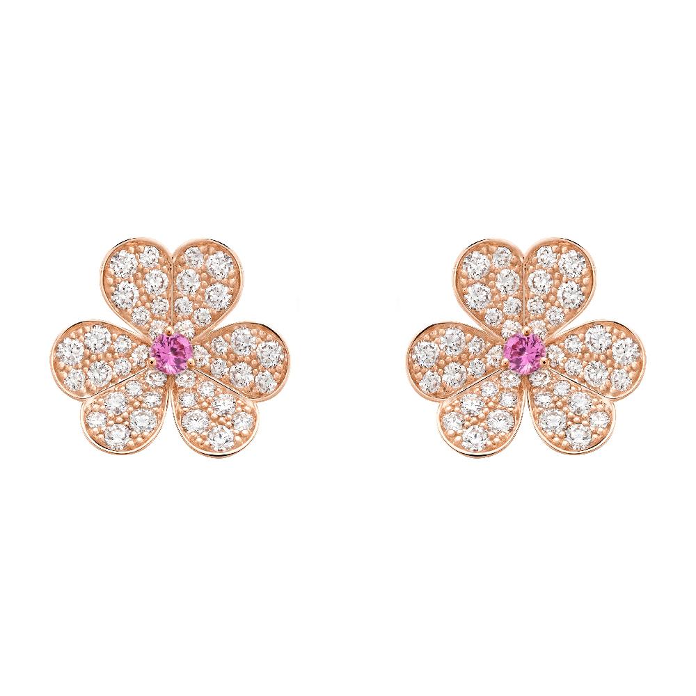 [Solara Jewelry]FRIVOLE PINK GOLD FLOWER DIAMOND EARRINGS