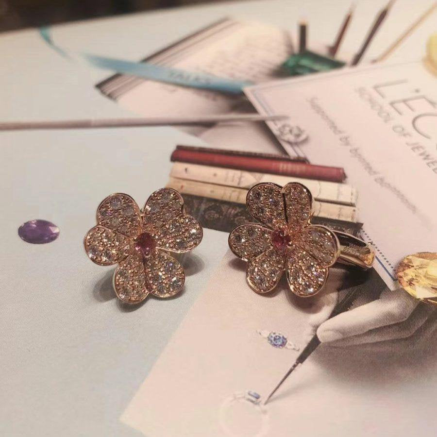 [Solara Jewelry]FRIVOLE PINK GOLD FLOWER DIAMOND EARRINGS