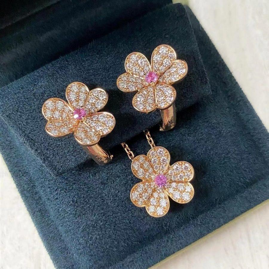 [Solara Jewelry]FRIVOLE PINK GOLD FLOWER DIAMOND EARRINGS