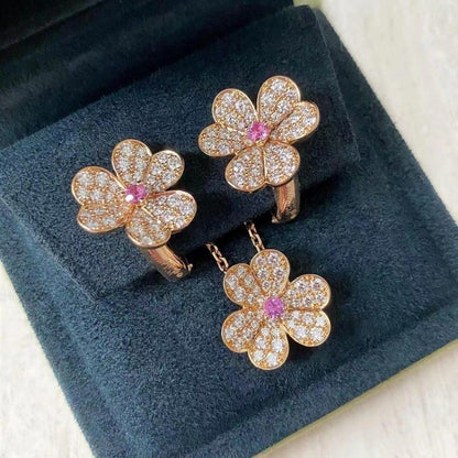 [Solara Jewelry]FRIVOLE PINK GOLD FLOWER DIAMOND EARRINGS