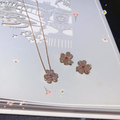[Solara Jewelry]FRIVOLE ROSE GOLD FLOWER DIAMOND NECKLACE