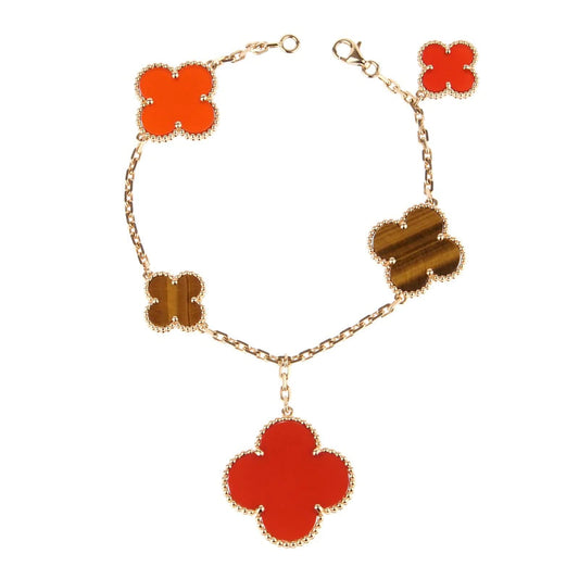 [Solara Jewelry]CLOVER BRACELET 5 MOTIFS CARNELIAN TIGER EYE