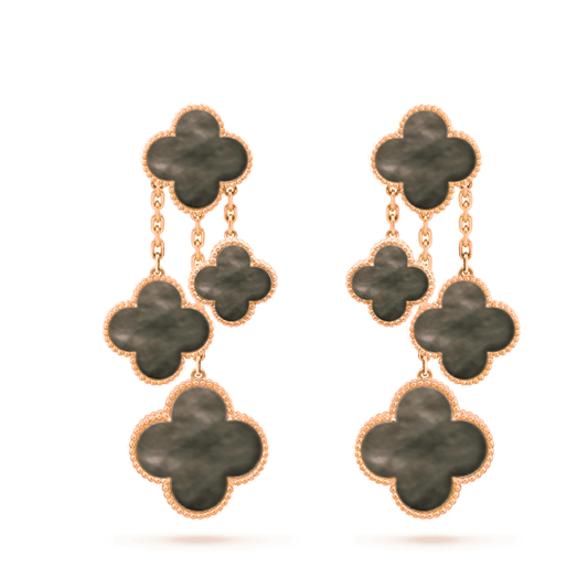 [Solara Jewelry]CLOVER EARRINGS DARK MOP 4 MOTIFS ROSE GOLD