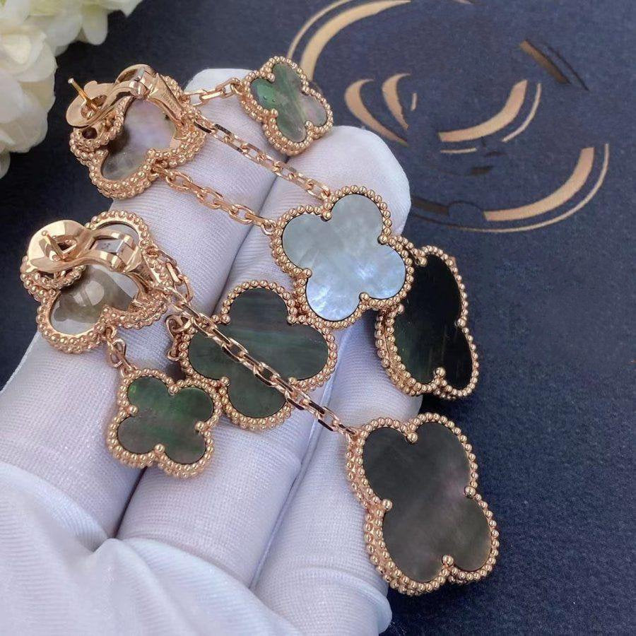 [Solara Jewelry]CLOVER EARRINGS DARK MOP 4 MOTIFS ROSE GOLD