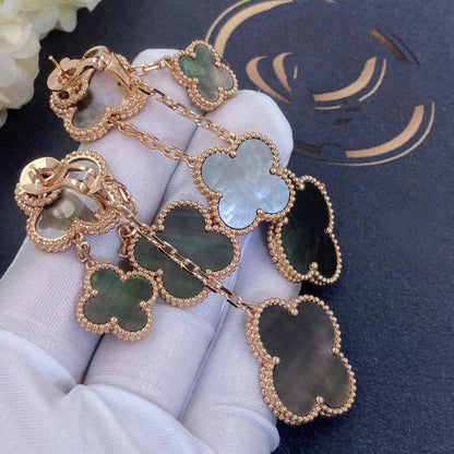[Solara Jewelry]CLOVER EARRINGS DARK MOP 4 MOTIFS ROSE GOLD
