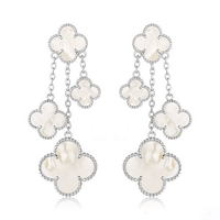 [Solara Jewelry]CLOVER EARRINGS WHITE MOP 4 MOTIFS SILVER