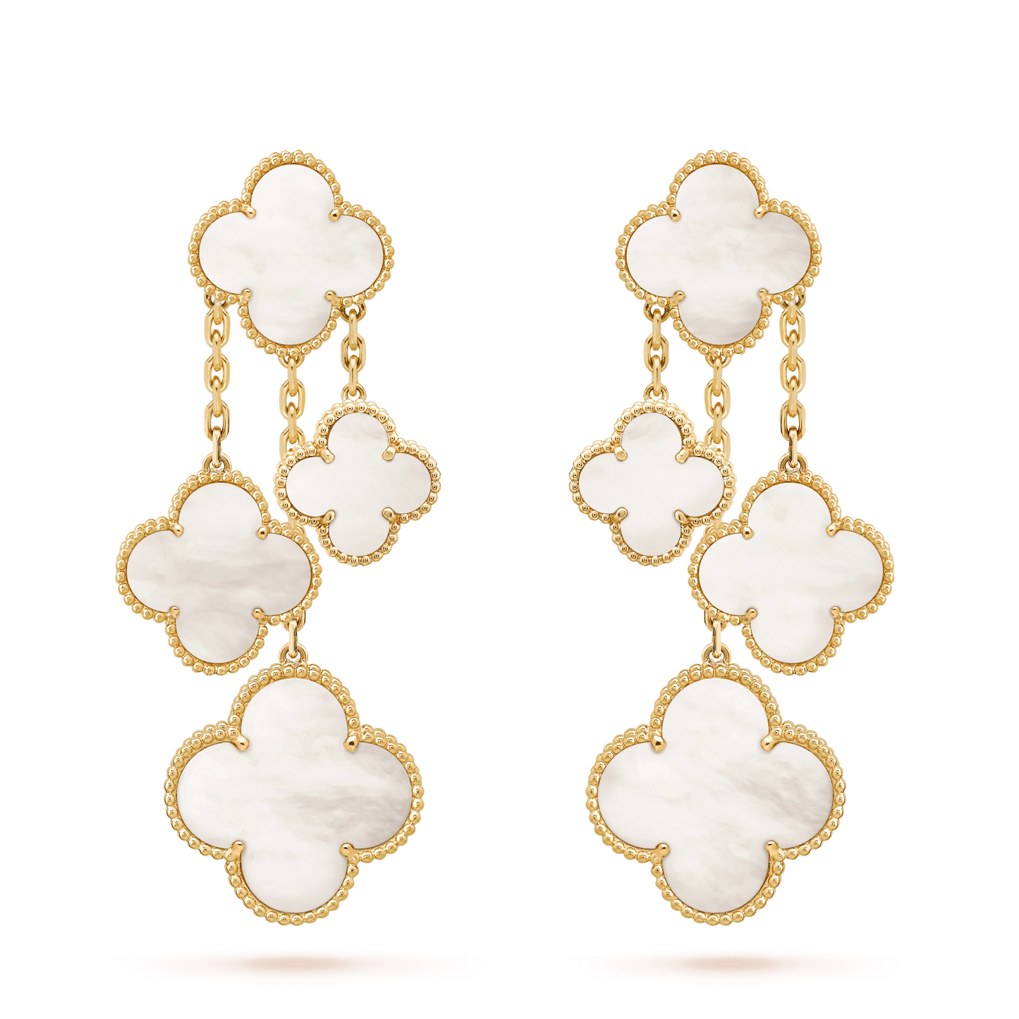 [Solara Jewelry]CLOVER EARRINGS WHITE MOP 4 MOTIFS GOLD