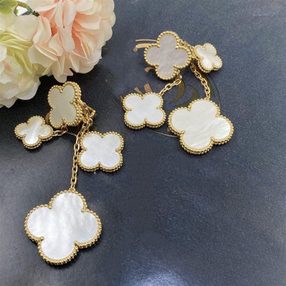 [Solara Jewelry]CLOVER EARRINGS WHITE MOP 4 MOTIFS GOLD