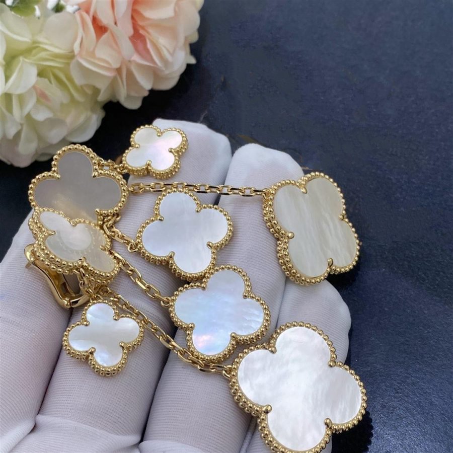 [Solara Jewelry]CLOVER EARRINGS WHITE MOP 4 MOTIFS GOLD