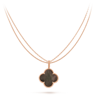 [Solara Jewelry]CLOVER 25MM GOLD DARK MOP BIG CLOVER NECKLACE