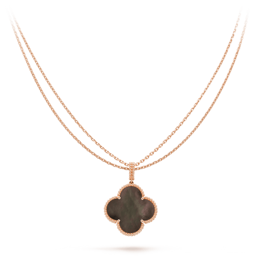 [Solara Jewelry]CLOVER 25MM GOLD DARK MOP BIG CLOVER NECKLACE
