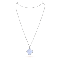 [Solara Jewelry]CLOVER SILVER CHALCEDONY BIG CLOVER NECKLACE