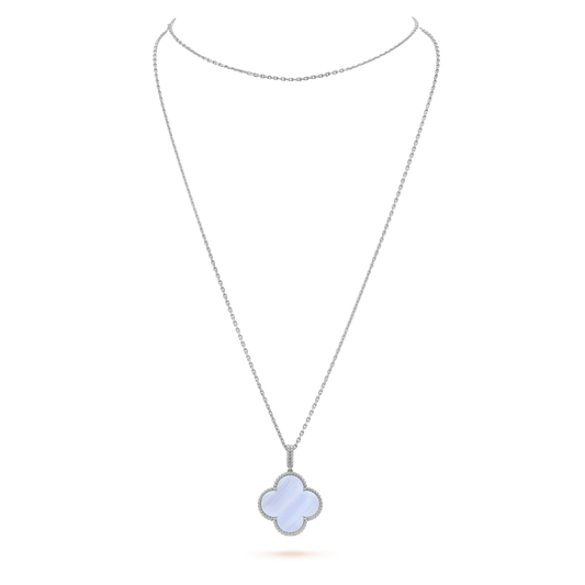 [Solara Jewelry]CLOVER SILVER CHALCEDONY BIG CLOVER NECKLACE