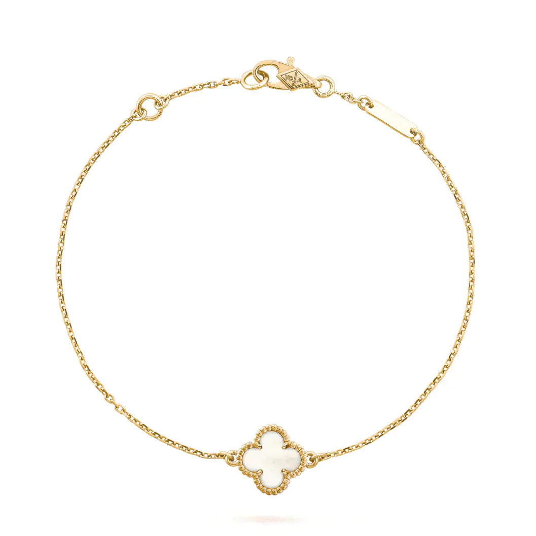 [Solara Jewelry]CLOVER WHITE MOP SINGLE FLOWER BRACELET