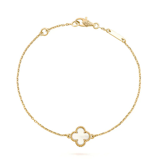 [Solara Jewelry]CLOVER WHITE MOP SINGLE FLOWER BRACELET