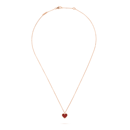 [Solara Jewelry]SWEET CLOVER CARNELIAN HEART NECKLACE