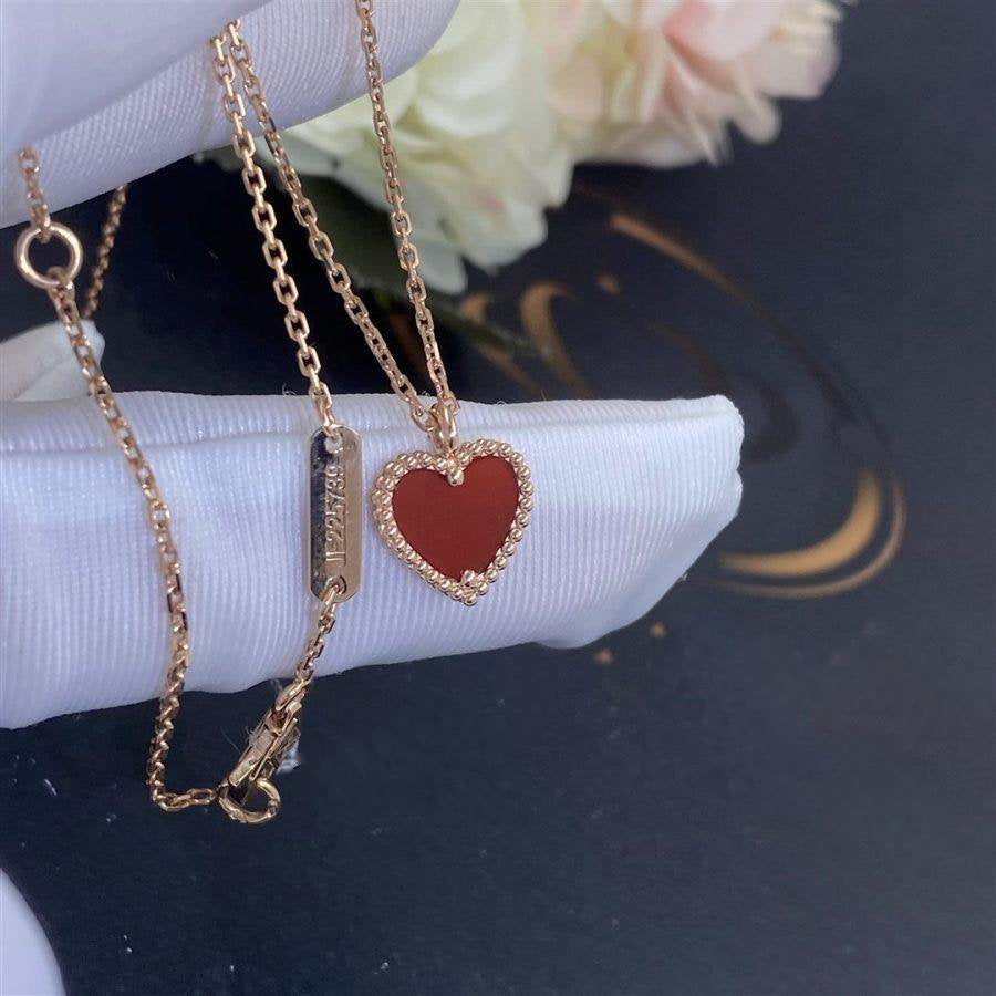 [Solara Jewelry]SWEET CLOVER CARNELIAN HEART NECKLACE