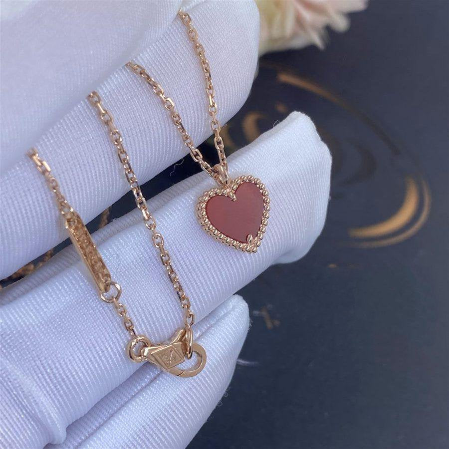 [Solara Jewelry]SWEET CLOVER CARNELIAN HEART NECKLACE