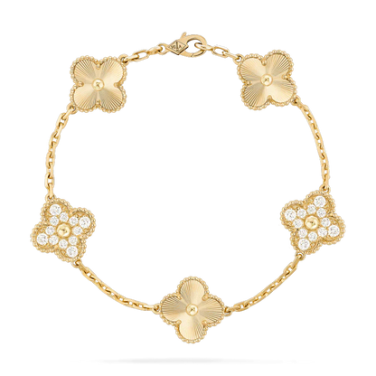 [Solara Jewelry]CLOVER BRACELET 5 MOTIFS GOLD DIAMOND