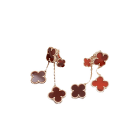 [Solara Jewelry]CLOVER EARRINGS CARNELIAN 4 MOTIFS PINK GOLD