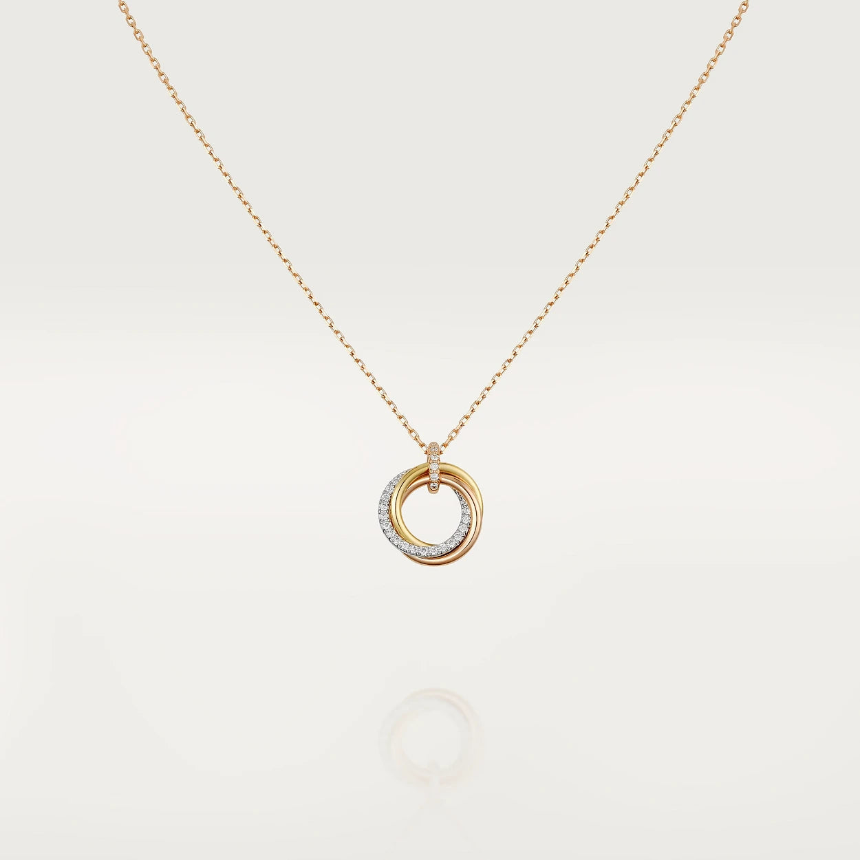 [Solara Jewelry]TRINITY NECKLACE SILVER GOLD PINK GOLD DIAMONDS
