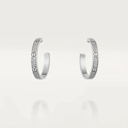 [Solara Jewelry]LOVE DIAMOND SILVER HOOP EARRINGS
