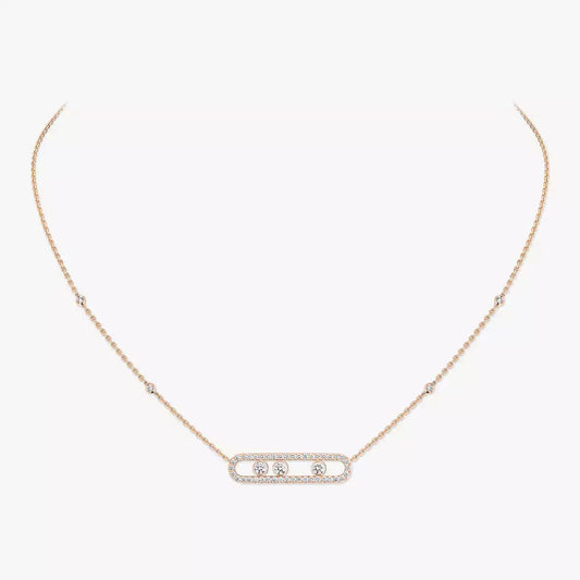 [Solara jewelry] Move Pave_ Rose Gold Diamond Necklace