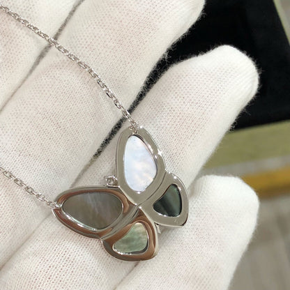 [Solara Jewelry]LARGE BUTTERFLY SILVER PENDANT DIAMOND NECKLACE