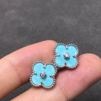 [Solara Jewelry]CLOVER 1 DIAMOND BLUE SKY SILVER EARRINGS
