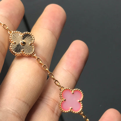 [Solara Jewelry]CLOVER BRACELET 5 MOTIF PINK AND PINK GOLD