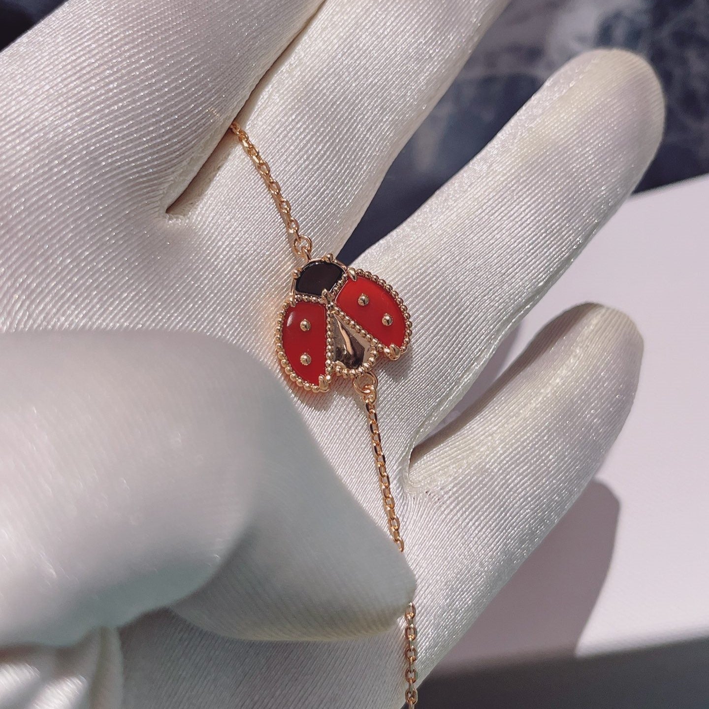 [Solara Jewelry]LUCKY SPRING 1 MOTIF PINK GOLD BRACELET