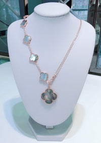 [Solara Jewelry]COMBINED BRACELET 5 MOTIFS AND NECKLACE DARK MOP ROSE GOLD