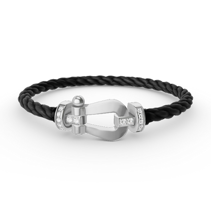 [Solara Jewelry]FORCE LARGE HORSESHOE HALF DIAMOND BRACELET SILVER