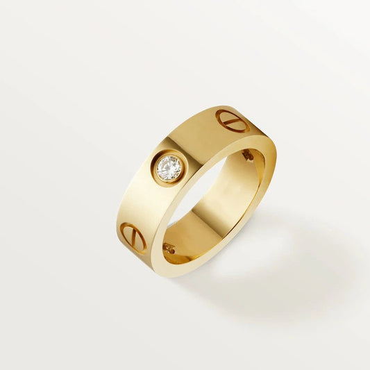 [Solara Jewelry]LOVE RING 5.5MM 3 DIAMONDS PINK GOLD